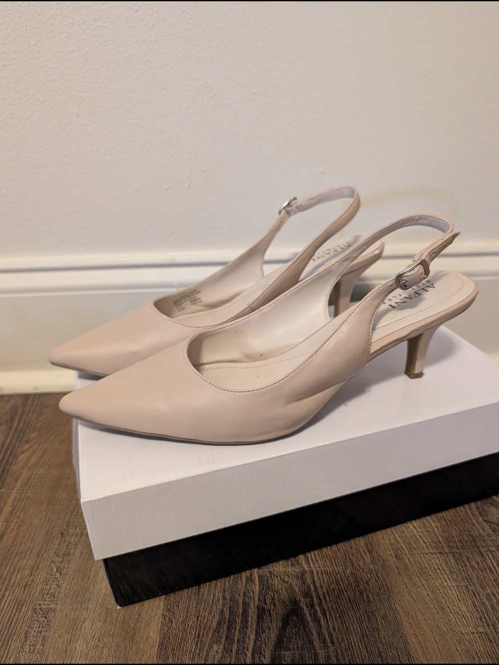 Alfani Babbsy Women's Beige Pointed-Toe Slingback Heels